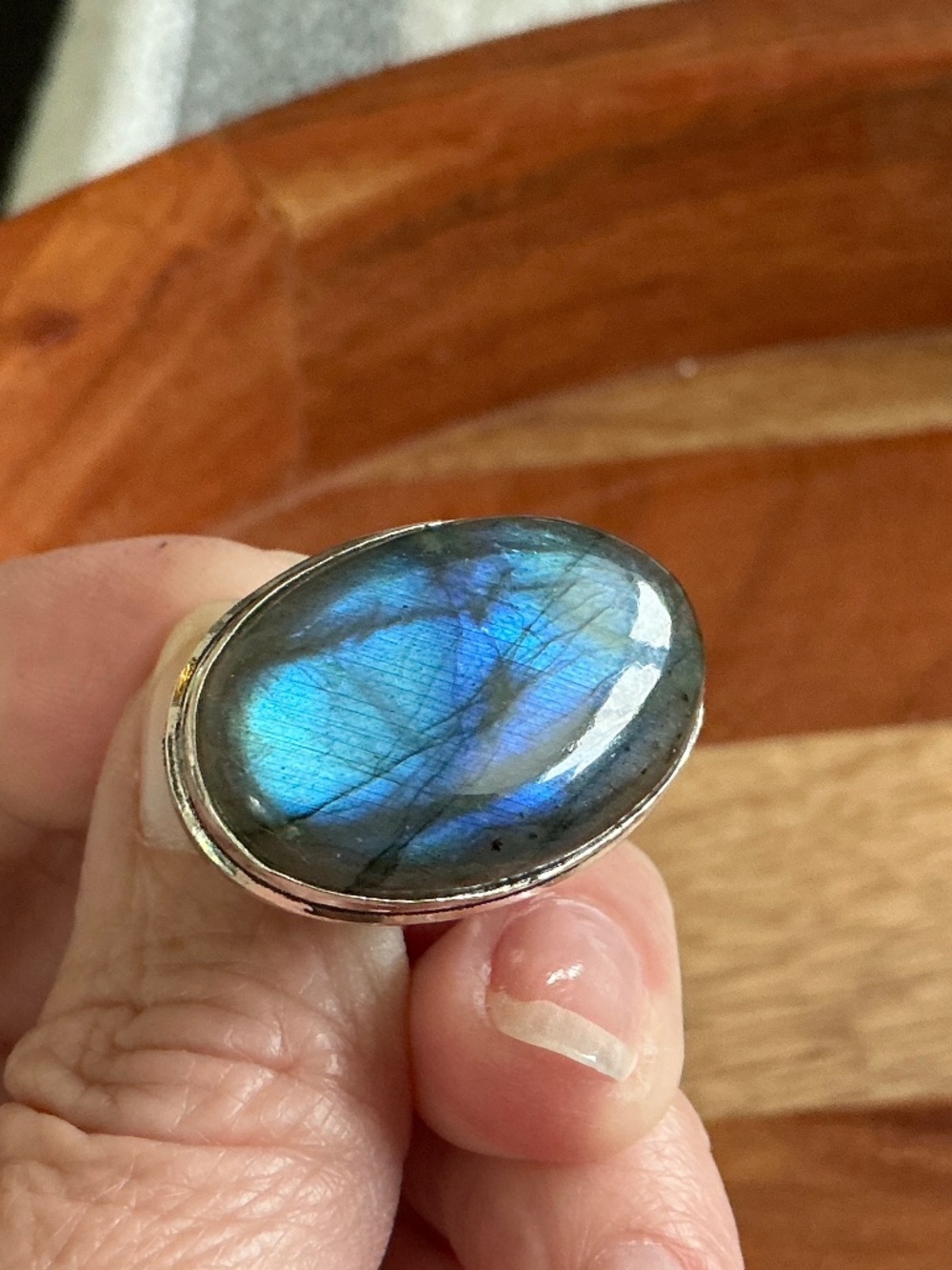 New Sterling Silver Blue Flash Labradorite Ring - Picture 2 of 14